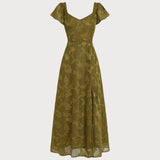 Roheline – Südamlik jacquard maxi kleit