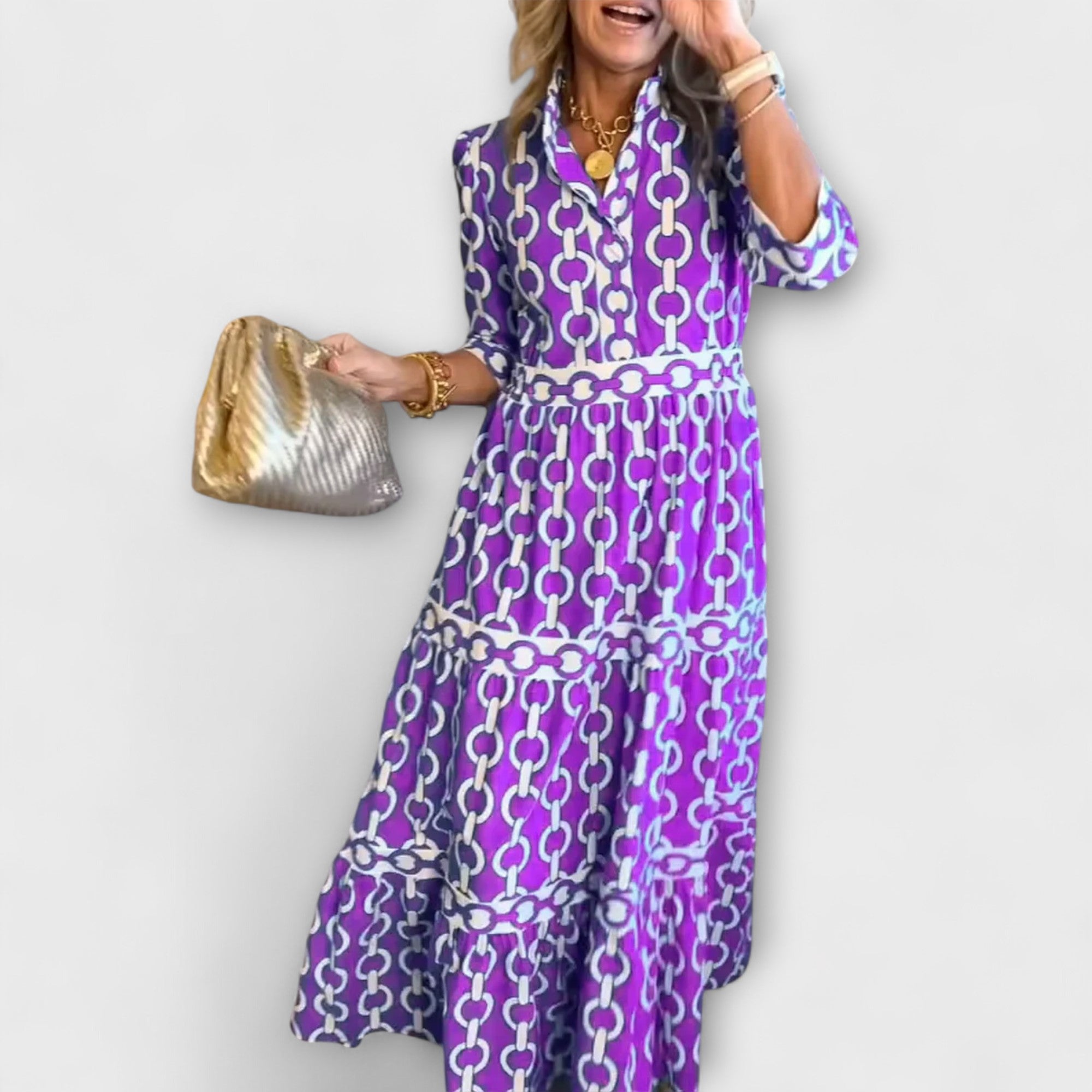 Sophia – Elegantne midi kleit kettidega