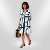Helen – Geomeetrilise mustriga midi kleit