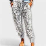 Feli - Calças leopardo com pernas largas