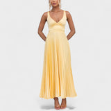 Aby – Plisseeritud kollane maxi kleit