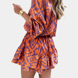Yasmine – Mini kleit volaanidega ja Ikat mustriga