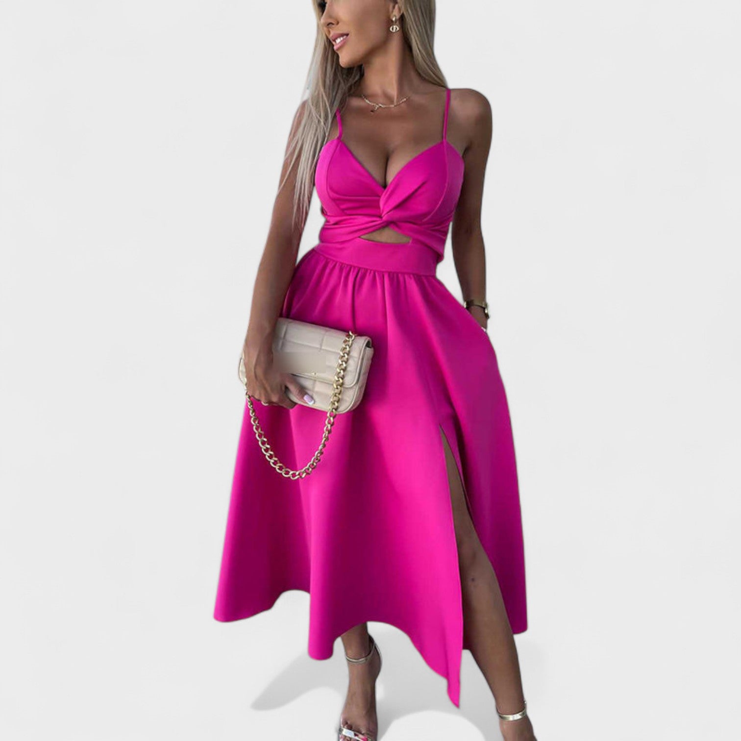 Cielo Divino – Elegantne midi kleit lõhiku detailiga