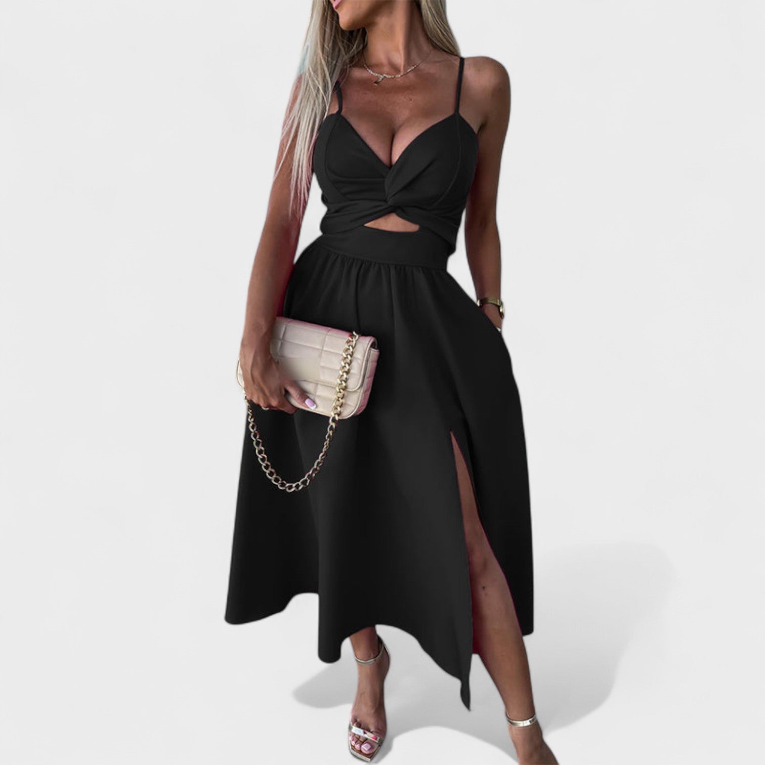 Cielo Divino – Elegantne midi kleit lõhiku detailiga