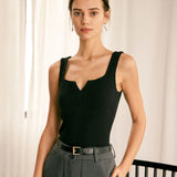 Must – Elegantne V-kaelusega tank-top