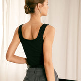 Must – Elegantne V-kaelusega tank-top