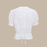 Valge – Lilleline puhv-sleeve blouse