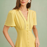 Kollane – Elegantne midi kleit