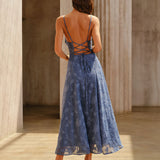 Sinine Jacquard – Rikkalik maxi kleit