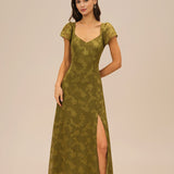 Roheline – Südamlik jacquard maxi kleit