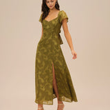 Roheline – Südamlik jacquard maxi kleit