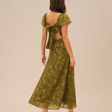 Roheline – Südamlik jacquard maxi kleit