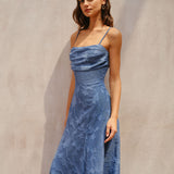 Sinine Jacquard – Rikkalik maxi kleit