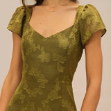 Roheline – Südamlik jacquard maxi kleit
